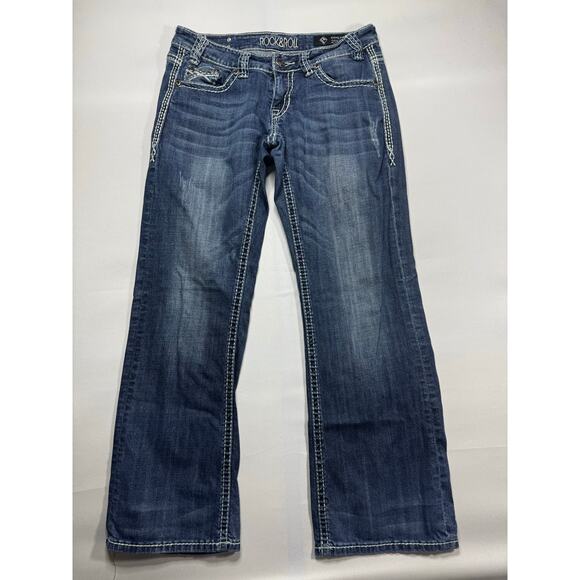 Rock & Roll Cowgirl Women's Relaxed Fit Riding Denim Jeans - Size 29x32 (32x30) - Picture 1 of 6